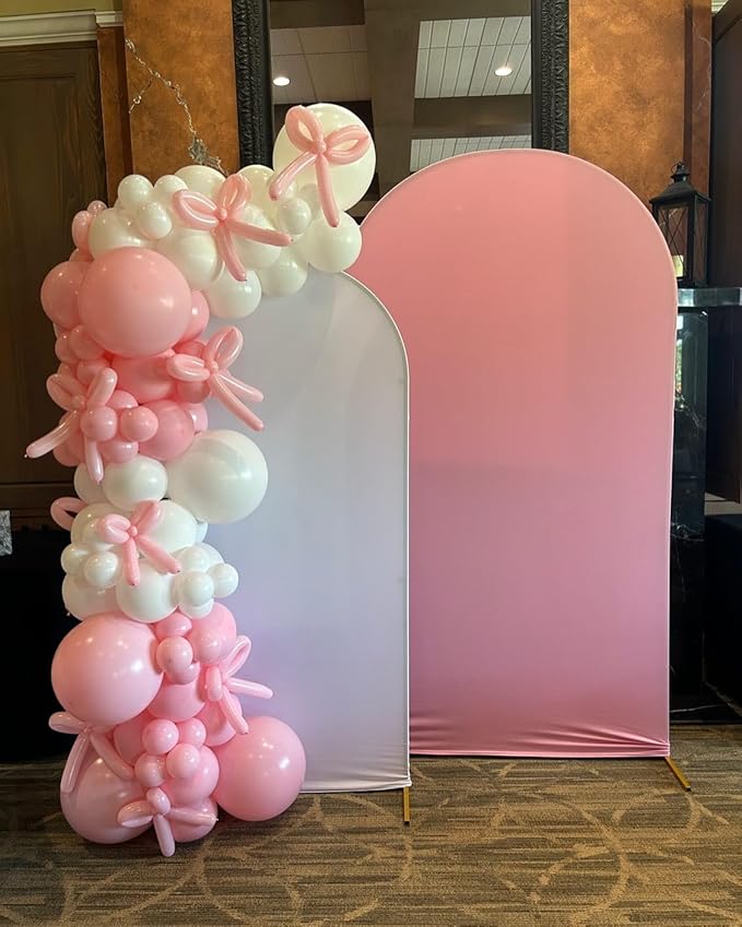Pink Bow Balloon Garland Arch Kit - Coquette Birthday Decorations Coquette Bow Pink and White Balloon Arch Kit Different Size for Wedding Bridal Girls Birthday Baby Shower Engagement Party Decorations