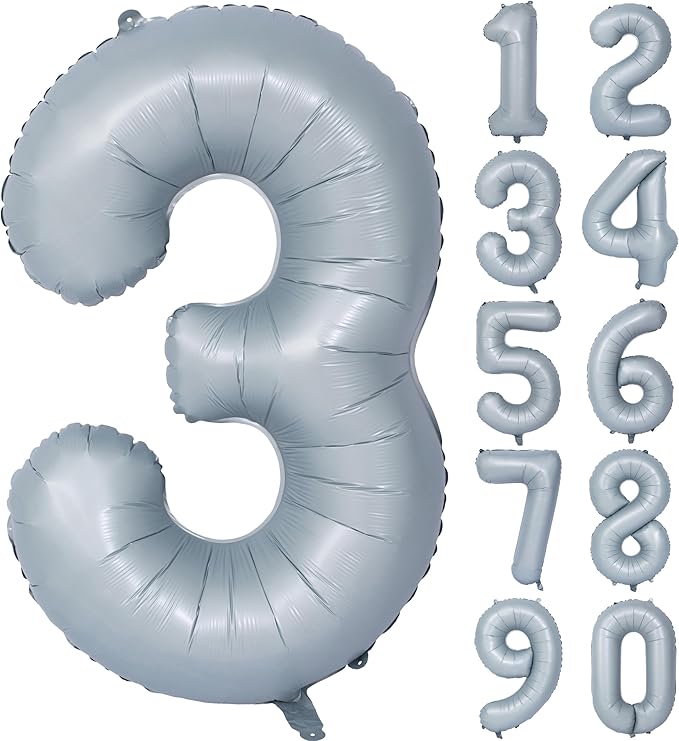 40 In Matte gray Number Balloons Helium Foil Mylar Balloon Birthday Party banquet Decoration 3