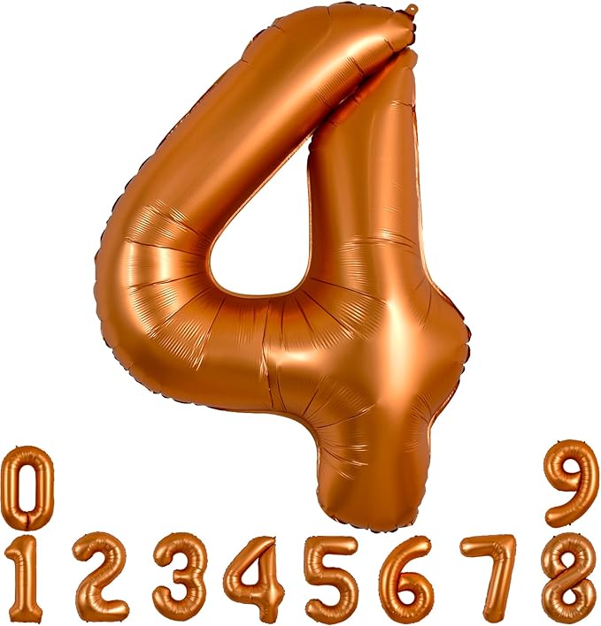 TONIFUL 40 Inch Orange Large Numbers Balloon 0-9 Birthday Party Decorations,Big Number 4 Foil Balloon Digital 4 for Birthday Party,Wedding, Bridal Shower,Engagement,Graduations,Anniversary,Baby Shower