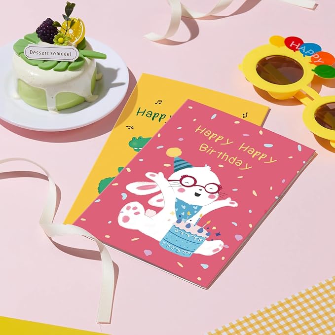 Birthday Cards Bulk for Kids, Cute Animal Birthday Cards, Assorted Happy Birthday Note Cards for Boys Girls, Children Birthday Cards with Envelopes & Stickers - 12 Unique Designs (6 x 4 In, 24 Pack)