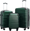 Coolife Hardside Luggage 3 Piece Set with TSA Lock, Spinner Wheels, Telescopic Handle, Lightweight Travel Suitcases (Dark Green, 3 piece set)