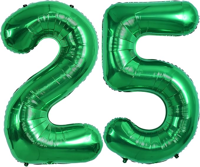 TONIFUL 40 Inch Large Dark Green Number 25 Balloons Giant Digital 25 or 52 Helium Balloons, Foil Mylar Big Number Balloons for 25th or 52nd Birthday Party 25th or 52nd Anniversary Supplies Decorations
