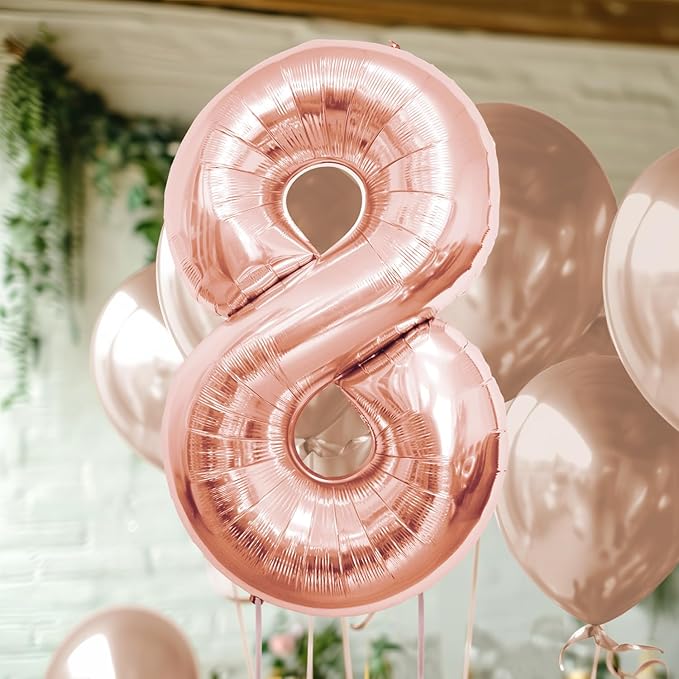 40 Inch Large Rose Gold Number Celebration and Decoration Balloon for Birthday Parties, Graduations, Anniversaries, Weddings, Photo Shoots, Special Events (Rose Gold Number 8)