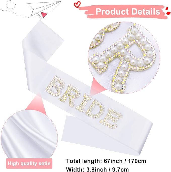 3Pcs Bachelorette Party Set-Wedding Tiara Crown, Veil with Comb & 'Bride' Sash - Bridal Decorations & Accessories Gift