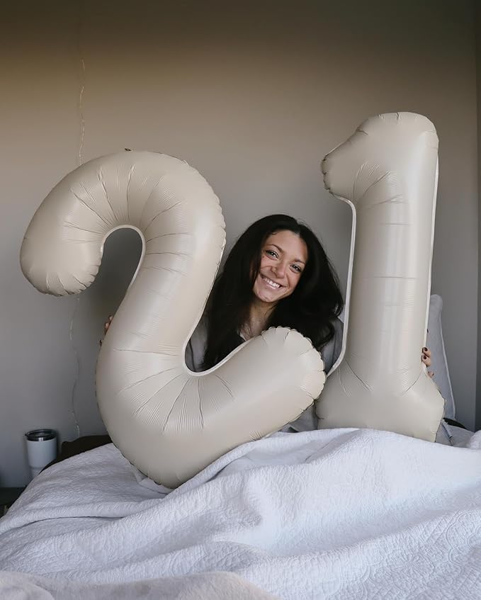 40 Inch Cream Number 2 Balloon, Giant 2 Number Balloons for 2nd Birthday Decorations, Party Supplies for Baby Boy Girl, Cream Party Decor