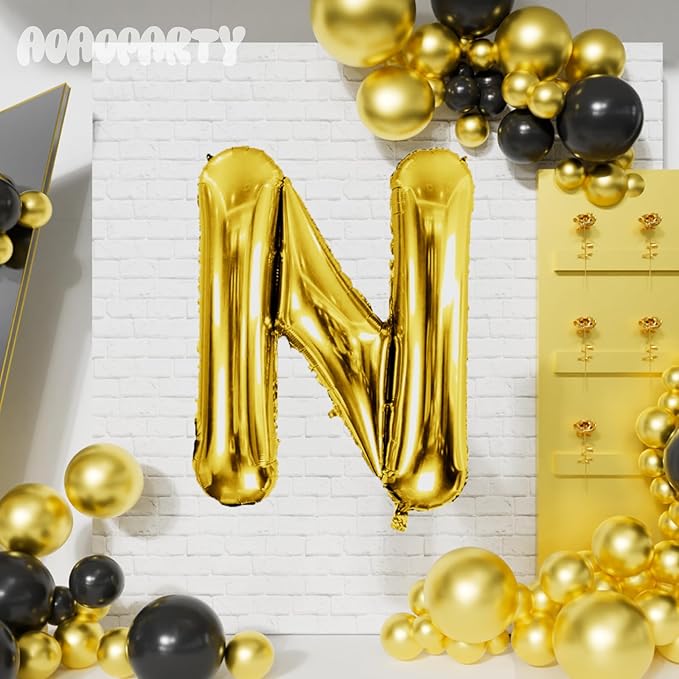 Letter Balloons 40Inch Large Giant big Foil Mylar Gold Balloons N for Birthday Party Decorations