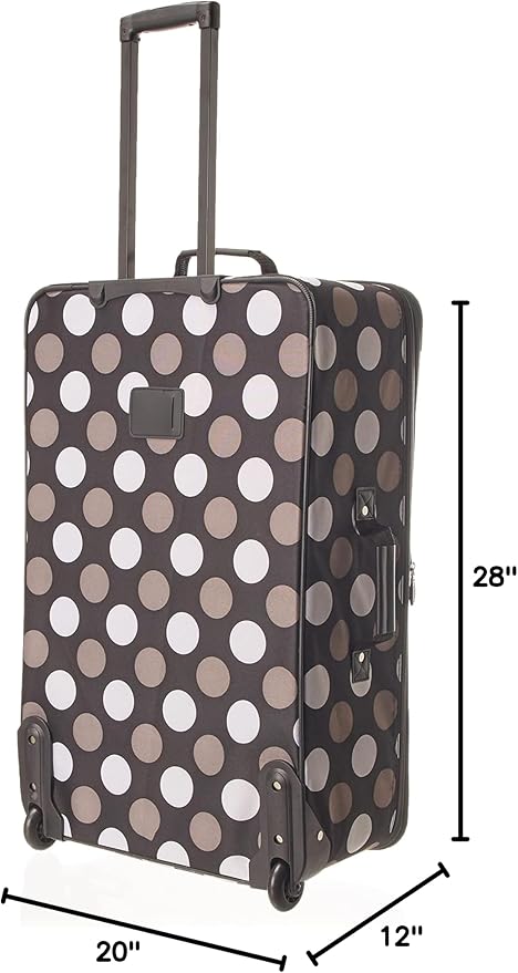 Rockland Fashion Softside 4 Piece Luggage Set, Expandable, (14" Tote/19"/24"/28"), Black Dot