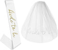 Embroidery Bride To Be Veil and Sash Set White Bachelorette Party Favors Accessories for Bridal Showers Engagement Party Decorations