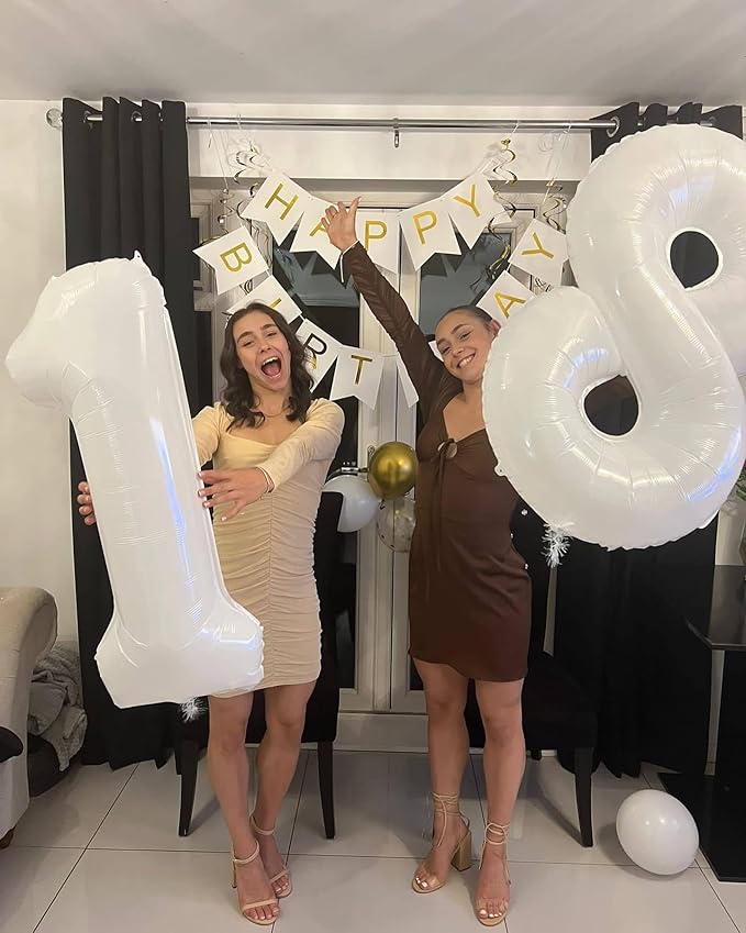 White Number 6 Balloon 40 Inch, 6th Birthday Party Decorations for Children, Giant 6 Foil Balloon for Party Supplies