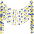 Outus 10 Pieces Blue,Gold Round Dots Garland Easter Graduation Party Hanging Decor Each Length 13.1ft Glitter Paper Dot Streamers for Birthday Wedding Classroom