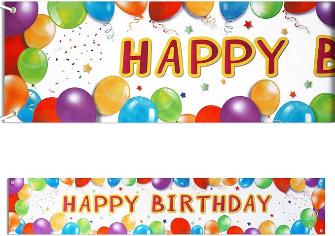 Birthday Banner Happy Birthday Sign Huge Balloon Banner Decorations Supplies Colorful Fence Outdoor Giant Sign Photo Prop Backdrop Outside Decoration 6 Feet
