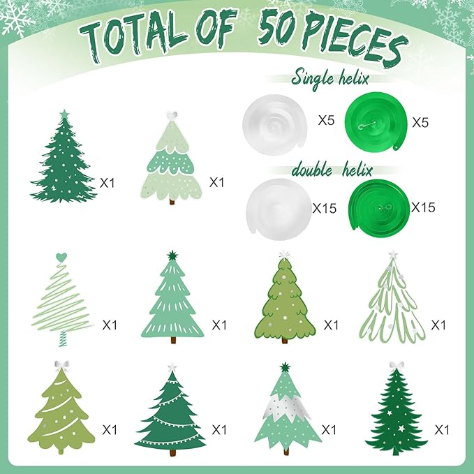 Colarr 50 Pack Green Christmas Hanging Swirls Decorations Christmas Tree Foil Ceiling Swirls Spiral Streamers Ornaments for Classroom Office Home Xmas Holiday Winter Party Supplies