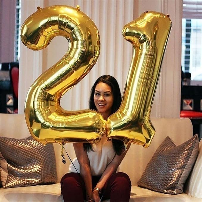 Large Gold 12 Number Balloons, 40 Inch Jumbo Number 12 Balloon, Gold Foil Mylar Balloons for Girl Sweet 12th/21th Birthday Party, Anniversary Decorations