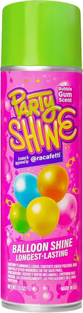 Party Shine Bubble Gum Balloon Shine Spray, Silicone Spray for Latex Balloons, Sweet Bubble Gum Scent, Waterproof, Non-Slip Formula, Balloon Spray Shine Perfect for Party Decorations, 13oz (1 Pack)