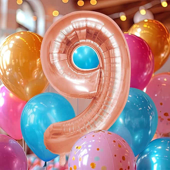 40 Inch Large Rose Gold Number Celebration and Decoration Balloon for Birthday Parties, Graduations, Anniversaries, Weddings, Photo Shoots, Special Events (Rose Gold Number 9)