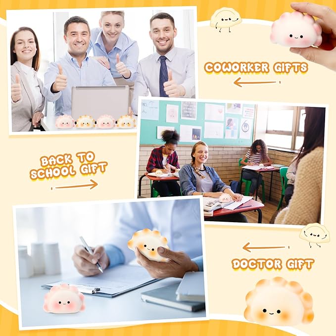 20 Pcs Positive Dumpling Stress Balls Fidget Sensory Toy Emotional Relief Squeeze Stretchy Food Pierogi Stress Balls Funny Dumpling Toy for Employee Appreciation Women Party Favors Gifts