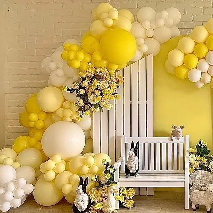 105pcs Pastel Yellow Balloons 12inch Party Latex Balloons for Boys Girls Birthday Baby Shower Gender Reveal Wedding Sunflower Party Decorations