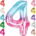 40 Inch Large Numbers Balloon, 4 Pink Purple Blue Ballon for 4th 14 40 44 Birthday Party, Balloon 4 Number for Graduations Wedding Supplies