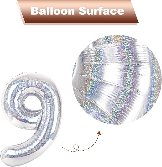 Laser Silver 3 Balloon, Number Balloons 40 Inch, 3rd Birthday Decorations for Kids Girls Women Party Supplies for Party Decorations, Number 3 Balloon