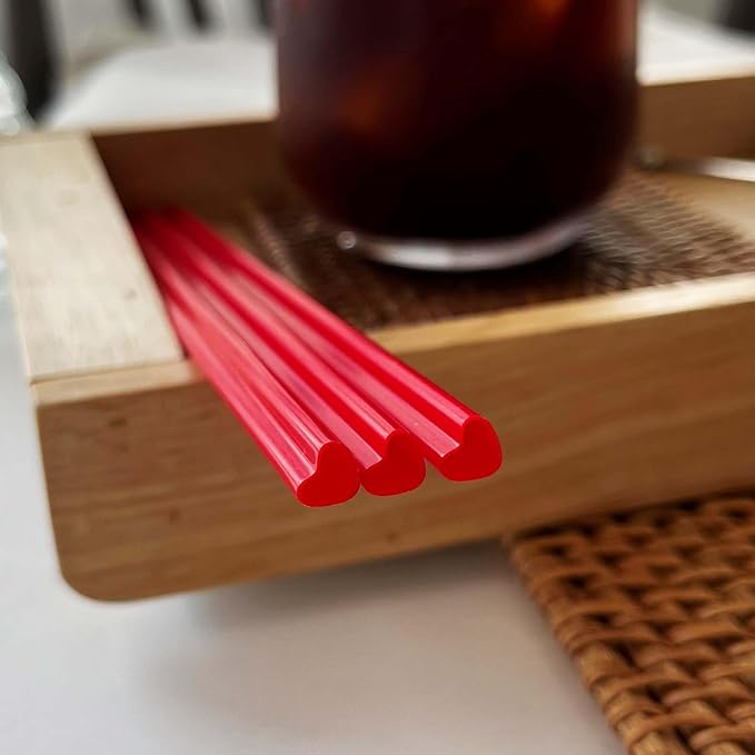 100pcs Heart Shaped Red Straws Disposable Drinking Cute Straw Individually Wrapped plastic red straw Valentines day Cocktail Party Birthday Party Bridal Shower Wedding supplies
