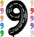 KatchOn, Giant Checkered Number 9 Balloon - 40 Inch | Foil 9 Birthday Balloon for 9th Birthday Decorations | 9th Anniversary Decoration | Race Car Party Decoration | Black Party Decor