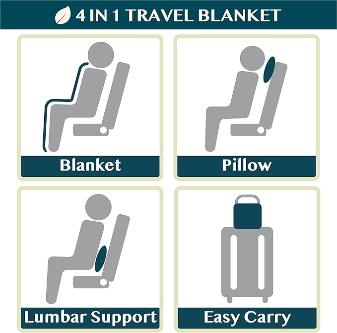PAVILIA Travel Blanket Pillow, Soft Airplane Blanket 2-in-1 Combo Set, Plane Blanket Compact Packable, Flight Essentials Car Pillow, Travelers Gifts Accessories, Luggage Backpack Strap, 60x43 Pink