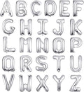 Letter Balloons 16 Inch Mylar Foil Alphabet Letter A-Z Balloons Set for Wedding Birthday Party Decoration Banner Custom Phrase 26 Pieces(Silver)