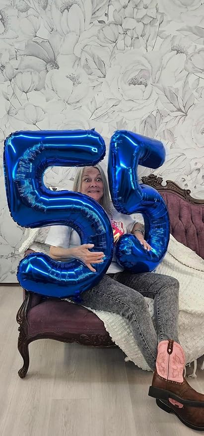 Balloon Numbers 40 Inch 5 Ballon for 5th Birthday Decorations, 15 25 35 50 Big Navy Blue Number Balloons for Wedding Photo Shoot Party Decor