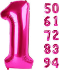 40 Inch Hot Pink 1 Balloon for First Birthday, 1st Number Balloons Birthday Decorations for Girl Kids Toddler Baby, One Giant Number 1 Balloon
