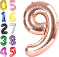 Rose Gold 9 Birthday Balloon, Large 40 Inch Happy 9 19 29 90 Birthday for Men And Women, Foil Balloons Decoratins for Wedding Anniversary, Single, New Year, Halloween Party Syupplies
