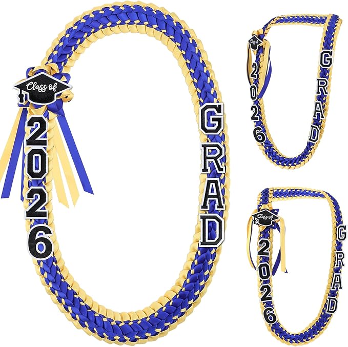 Hotop 2026 Graduation Leis Class of 2026 Grad Ribbon Money Lei Handmade Double Braided Necklace for Graduation Gifts Supplies