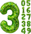 Green Number Balloons, Gaint Green Pixel Number 3 Balloon 40 Inch Dark green 3 Balloon for Boys Girls Kids 3rd Birthday Party Decoration