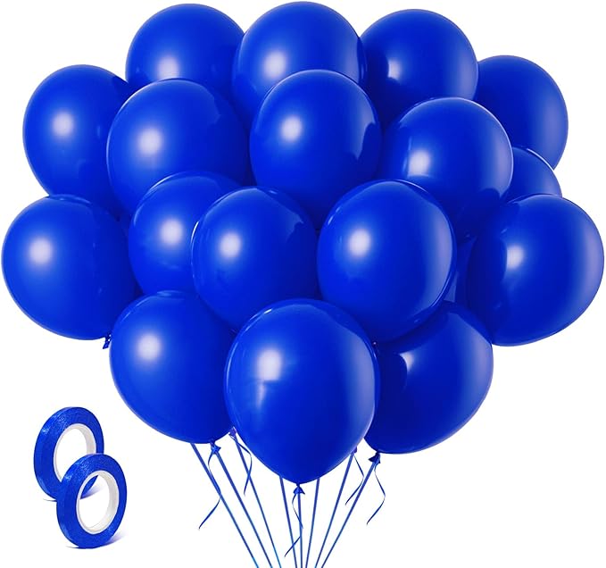 Blue Balloons Blue Party Decorations 100 Pack 12 inch Round Royal Blue Balloons for Birthday Graduation Baseball Nautical 4th of July Independence Memorial Day Patriotic Party Decorations