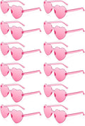 12 Pairs Heart Sunglasses for Women Bulk Transparent Pink Heart Shaped Sunglasses Bachelorette Party Glasses Fun Glasses for Party Favor to Add A Splash of Fun And Style