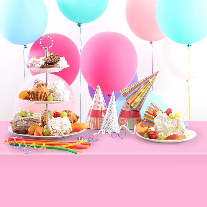 2 Pack Pink Plastic Tablecloth 54 x 108 Inch Disposable Table Cloth Rectangular Table Cover for Indoor or Outdoor Parties Engagement Wedding Bridal Shower Banquet