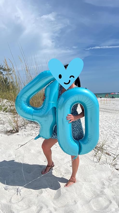 8 Balloon, 40 Inch Light Blue 8 Year Old Girl Birthday Decorations, Number Balloons Decoration for Happy 8 18 28 80 Birthday, Wedding Anniversary, New Year, Halloween Party Decoration