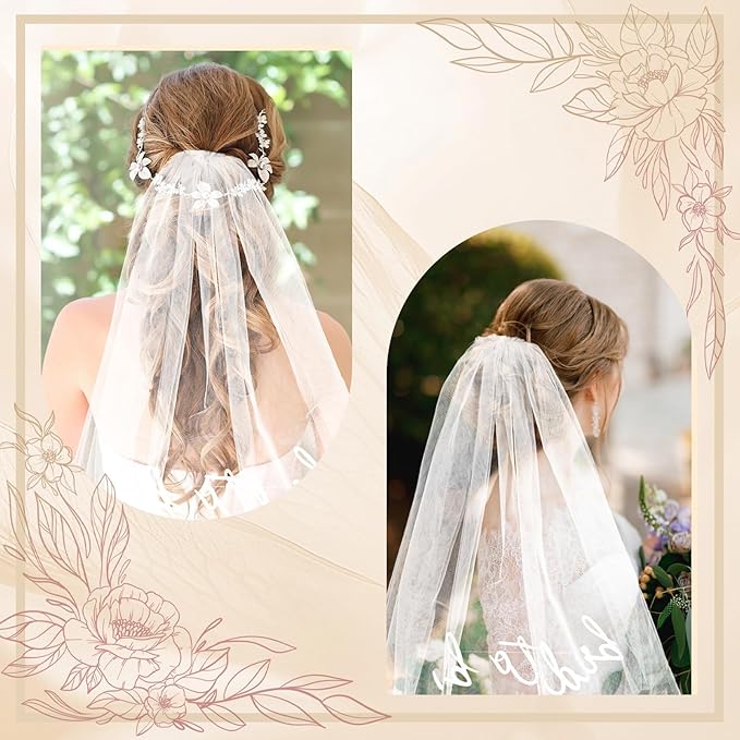 Daxolanz Bride To Be Sash and Veil White Set – Decorations, Favors, Bridal Shower Accessories, Engagement Party Supplies
