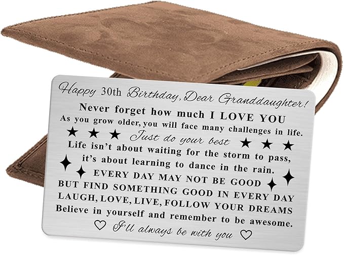 Granddaughter 30th Birthday Cards, 30 Year Old Birthday Gifts for Her, Happy Age 30 Bday Decorations