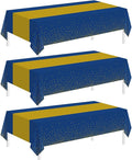 Childom 3 Pack Graduation Tablecloth,Graduation Decorations Class of 2026 Graduation Party Decorations,54"x108" Blue and Gold Plastic Table Cloth Disposable for Home,School,Birthday,Wedding,Parties