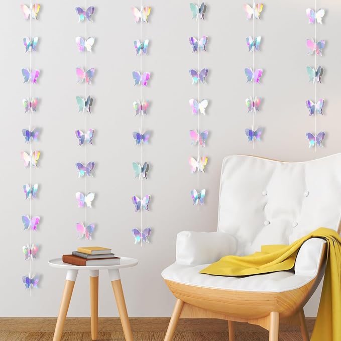 Zonon 4 Pieces 3D Butterfly Hanging Garlands Decoration Butterfly Paper Party Streamers Backdrop for Wedding Birthday Fairly Baby Shower Holiday Party Decorations (2.8 x 2.4 Inches)