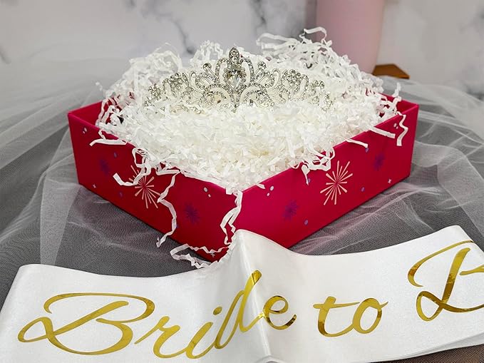 JETKONG 3 Pcs Bachelorette Party Decorations Bridal Shower Crown, Bride to Be Sash&Veil for Women Bachelorette Party Gifts, Bachelorette Party Supplies, Gifts, Favors (Silver)