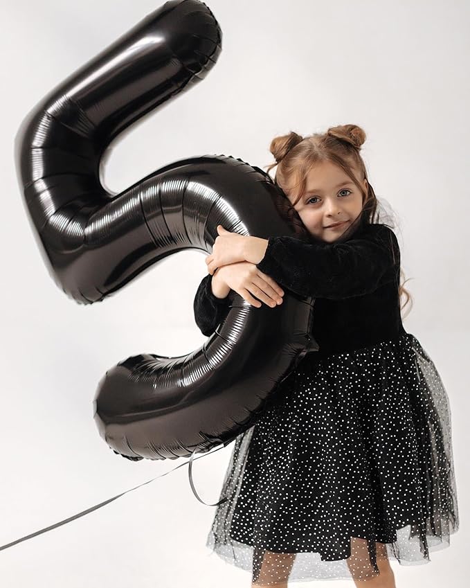Black Number 8 Balloon 40 Inch, 8 Balloon Number, 8th Birthday Decorations, Black Party Supplies for Boys Girls