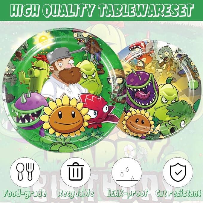 141pcs Zombies Birthday Tableware Decorations Party Plates Cups Soccer Theme Napkins Beach Ball Tablecloth for Soccer Party Decoration (Zombies)