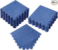 100 Pack Cocktail Napkin 2-Ply Scalloped Edged Dessert Napkins Folded 5 x 5 Inches Disposable Napkins for Dinner Wedding Birthday Party Bridal Anniversary Reception Event (Navy Blue)