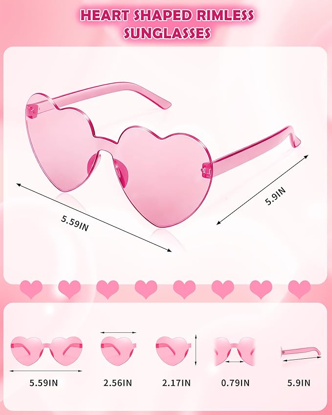 60 Pairs Heart Sunglasses for Women Heart Shaped Sunglasses Bulk Pink Heart Glasses for Party Favor