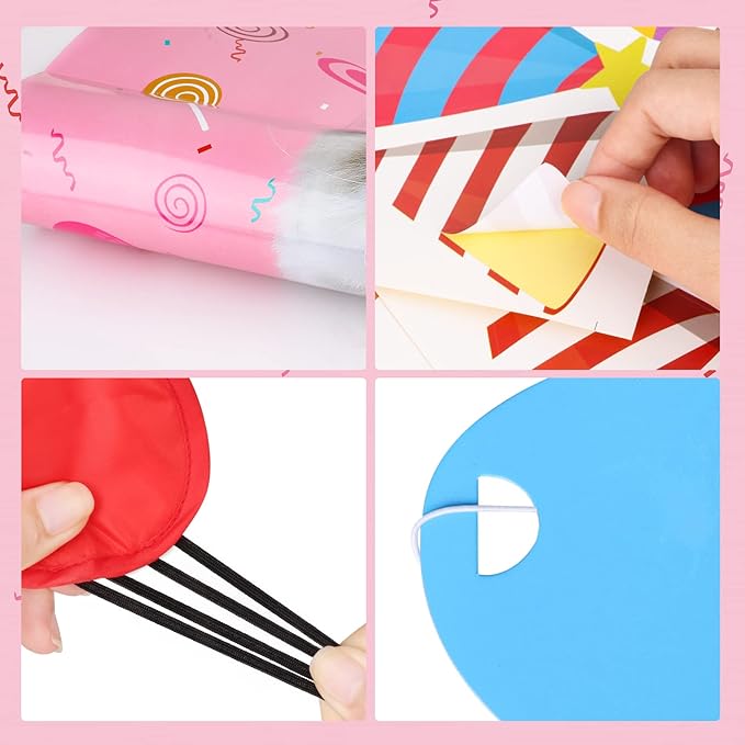 Pin The Hat On The Cat Party Game Cat Birthday Party Games for Kids, Cat Birthday Party Supplies Decorations for Girls Boys, Large Pin The Tail Poster with 54 Hat Stickers