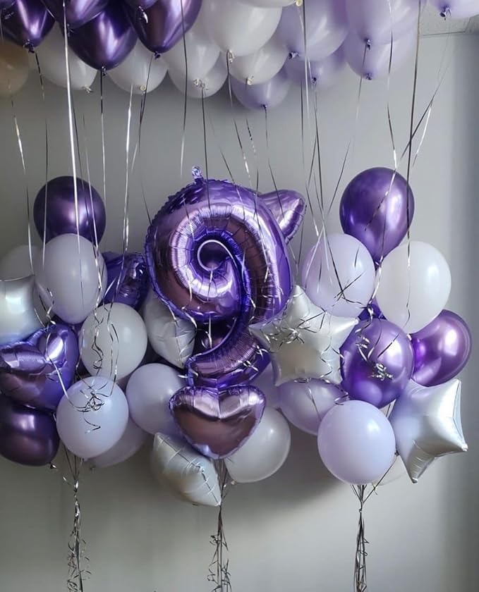 Purple 9 Birthday Balloon, Large 40 Inch Happy 9 19 29 90 Birthday for Men And Women, Foil Balloons Decoratins for Wedding Anniversary, Single, New Year, Halloween Party Syupplies
