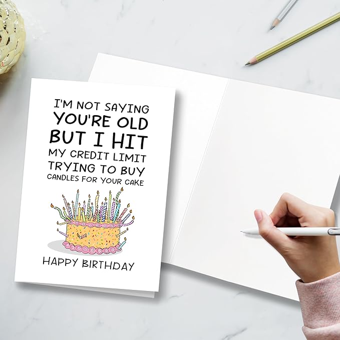 Funny Birthday Card for Men Dad - Hit My Credit Limit Candles Joke - Humorous Getting Old Card for Husband, Brother, Coworker - Premium 400GSM Thick Cardstock