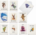 The Best Card Company - 10 Blank Happy Birthday Note Cards - Assorted Bulk Cute Humorous Animal Pun Birthday Greeting Cards Boxed Set (4 x 5.12 Inch) - Wildlife Expressions M2954BDB