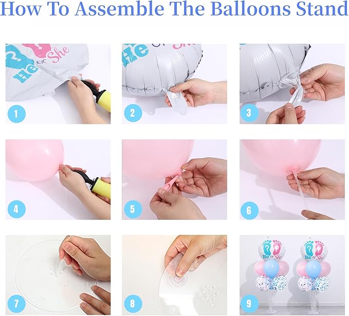 Gender Reveal Balloon Table Centerpiece Stand Kit 2 Set for Table, Gender Reveal Party Decorations with 18in Boy or Girl Foil Balloons and Pink Blue Confetti Latex Balloons